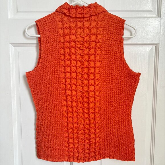 Yoshiki Hishinuma Peplum Top Shirt Button Up Down Collar Sleeveless Textured M - Picture 4 of 5